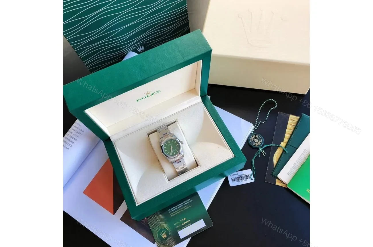 View 3 of Replica Rolex Oyster Perpetual SS/SS Green/Stk 31/41 mm