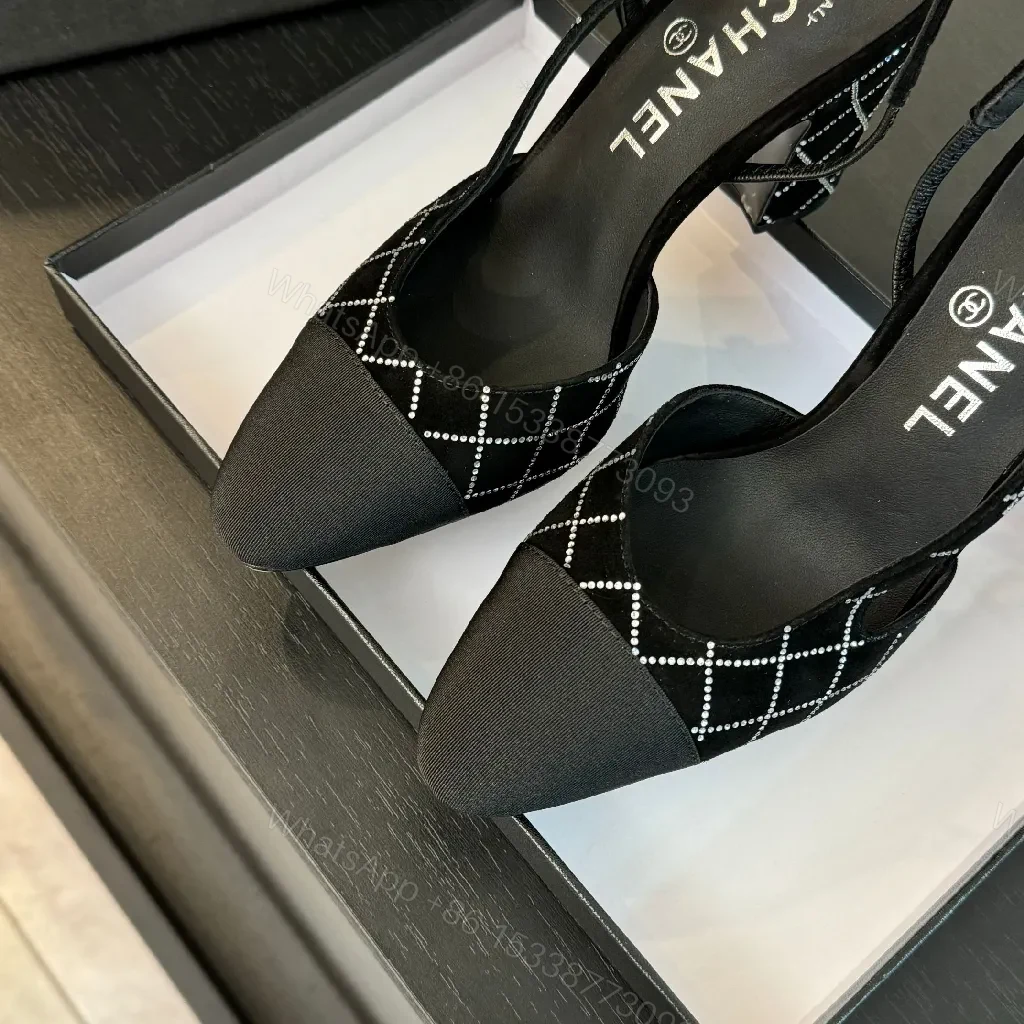 View 4 of Grid-Pattern Slingbacks: Modern Luxury, All-Day Comfort, Pointed Toe