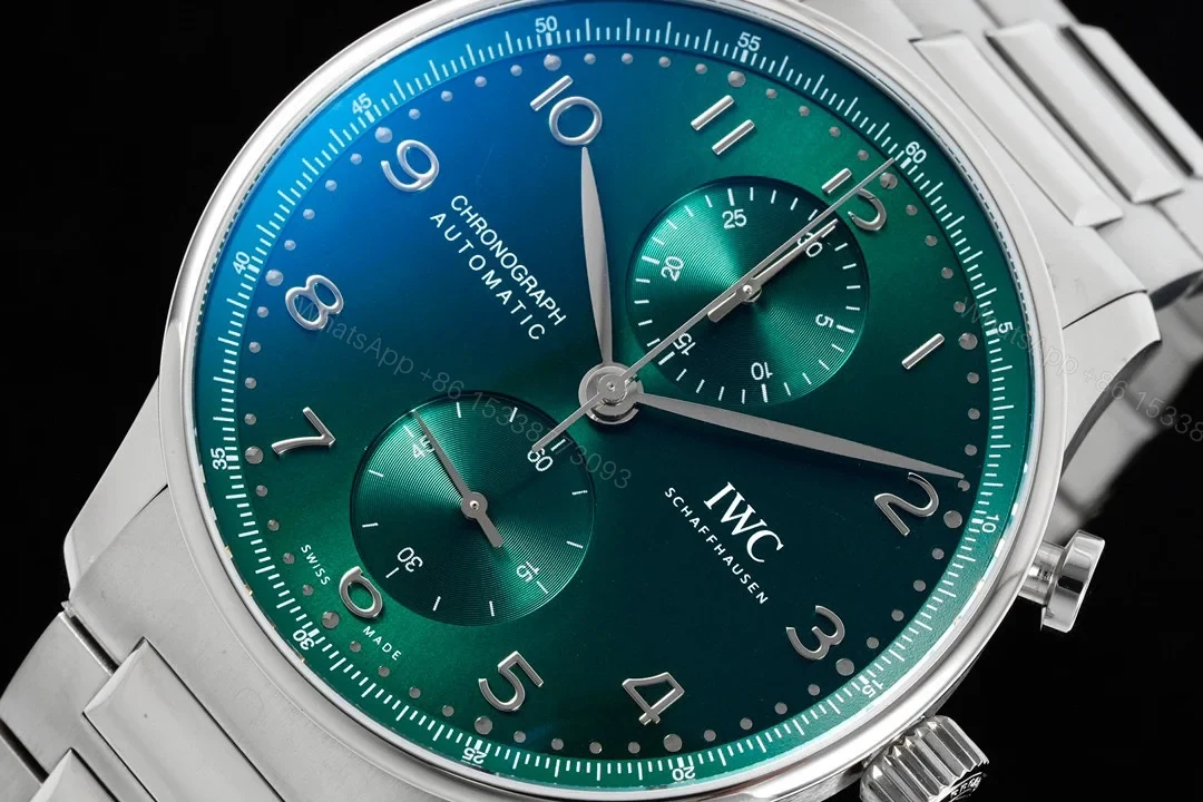 View 5 of IWC Portugieser Green Replica 41MM Premium Chronograph Steel Bracelet Edition IW3716-18