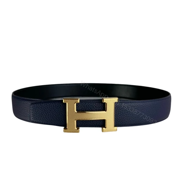 View 6 of HERMES BELT TOGO SWIFT GOLD BUCKLE BLUE 38MM