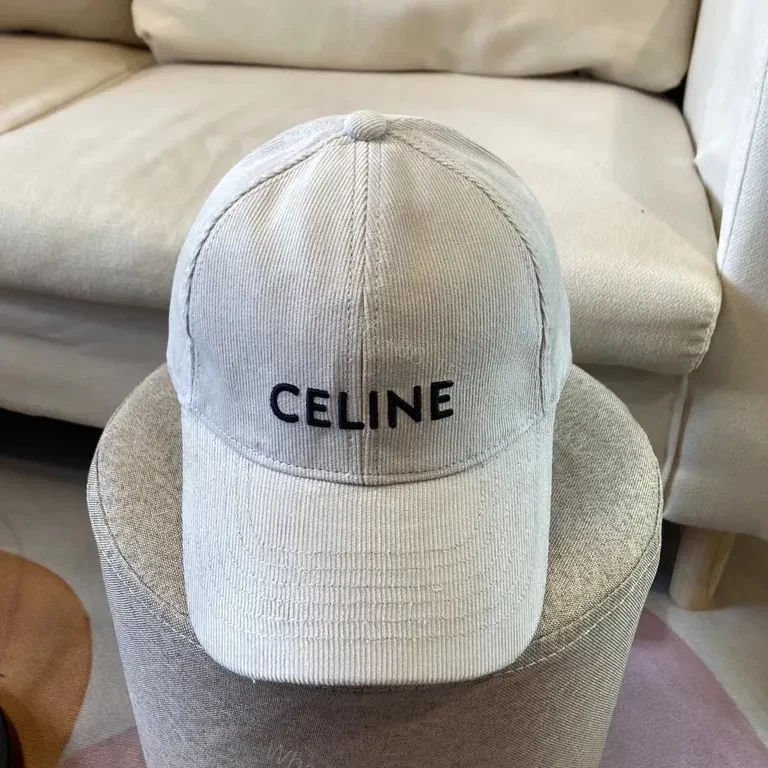 View 6 of CELINE Black Corduroy Cap with White Monogram Logo