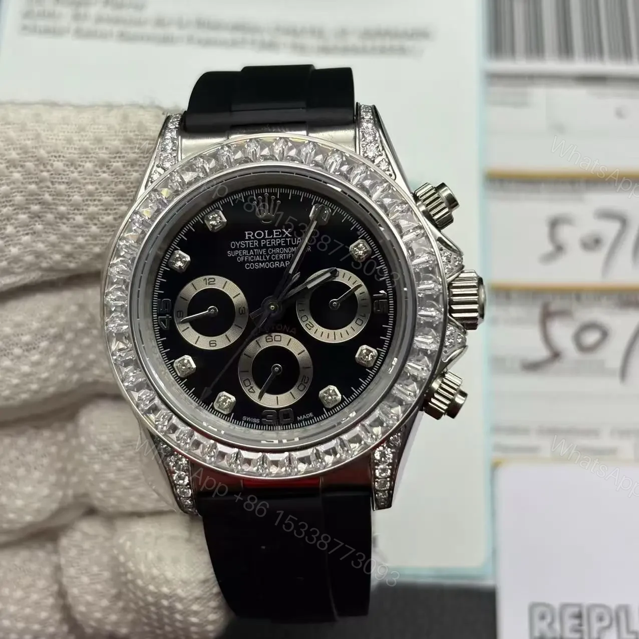 View 2 of Rolex Daytona Diamond Leather Strap Replica