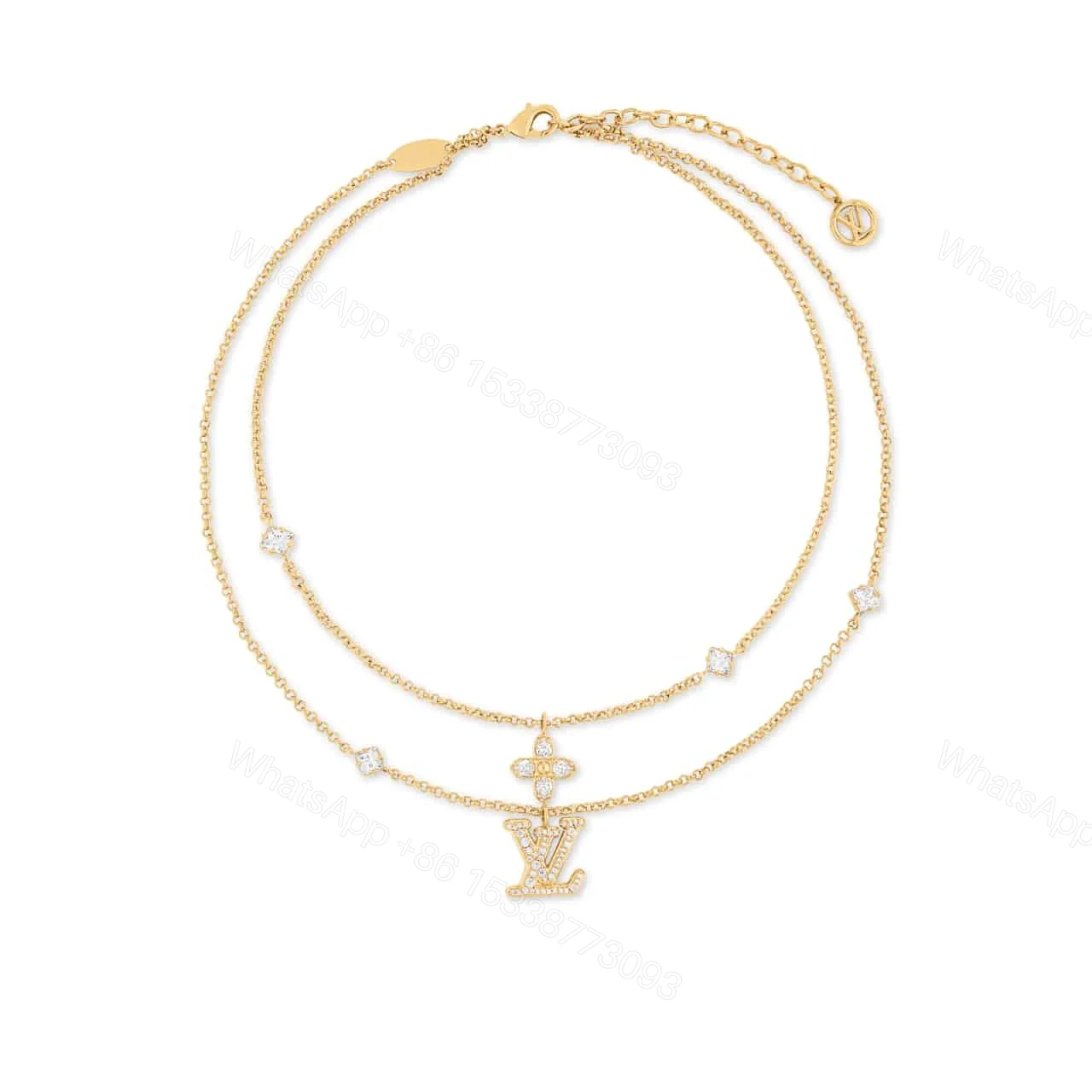 LOUIS VUITTON LADY LV NECKLACE GOLD TONE M01845 — view 1