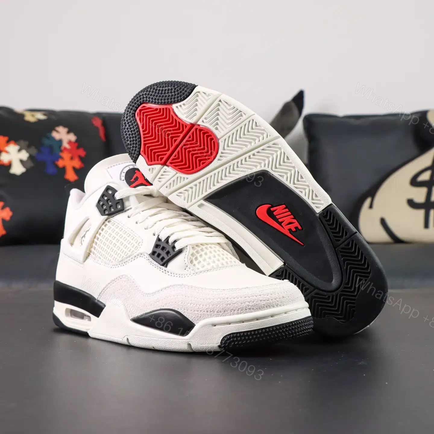 View 3 of Air Jordan 4 “Flight Club” Sail/Black-University Red 2026