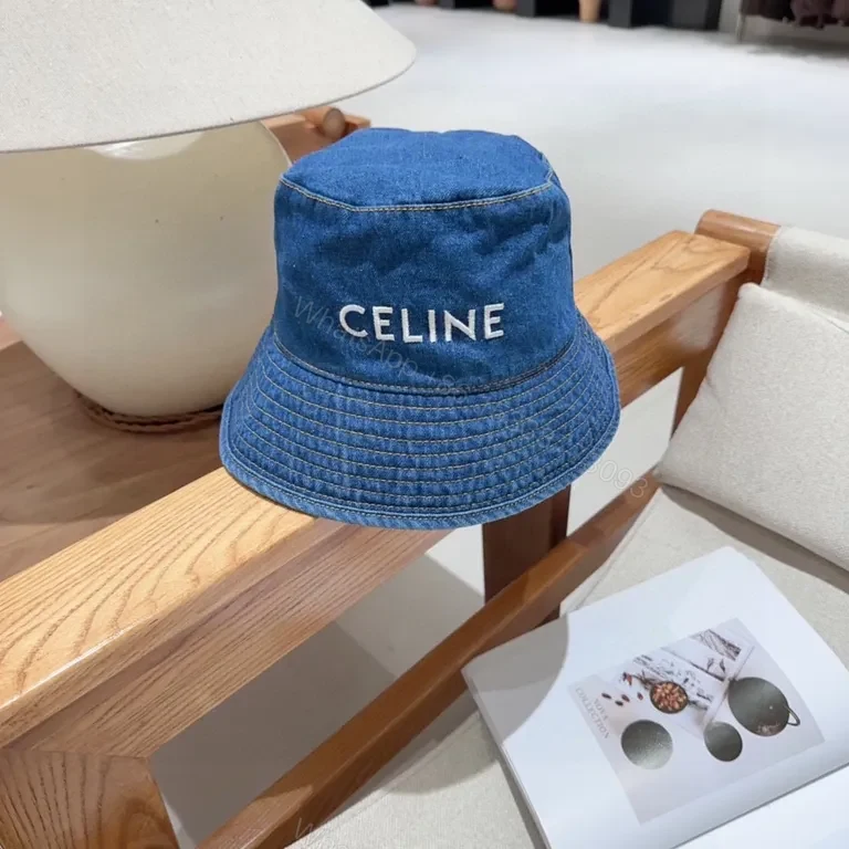 View 7 of Denim CELINE Lettering Bucket Hat â€“ Casual Luxury Sunglow Style
