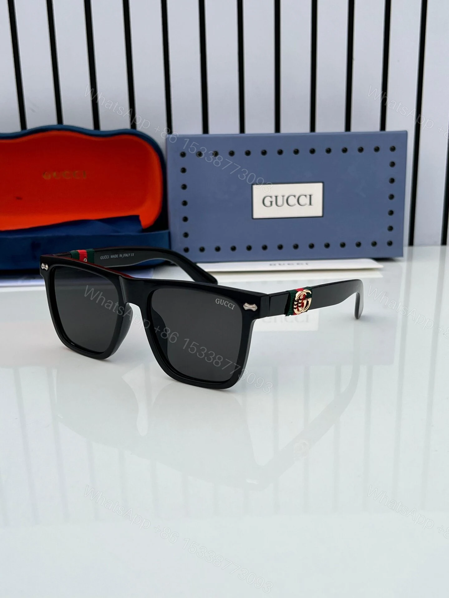 Gucci GG Square Sunglasses Black Polycarbonate — view 1