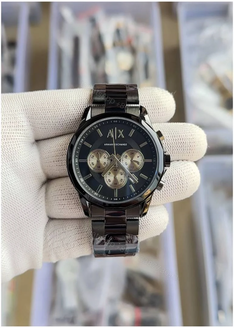 First Copy Luxury Black Stainless Steel Chronograph Watch With Premium Finish — view 1