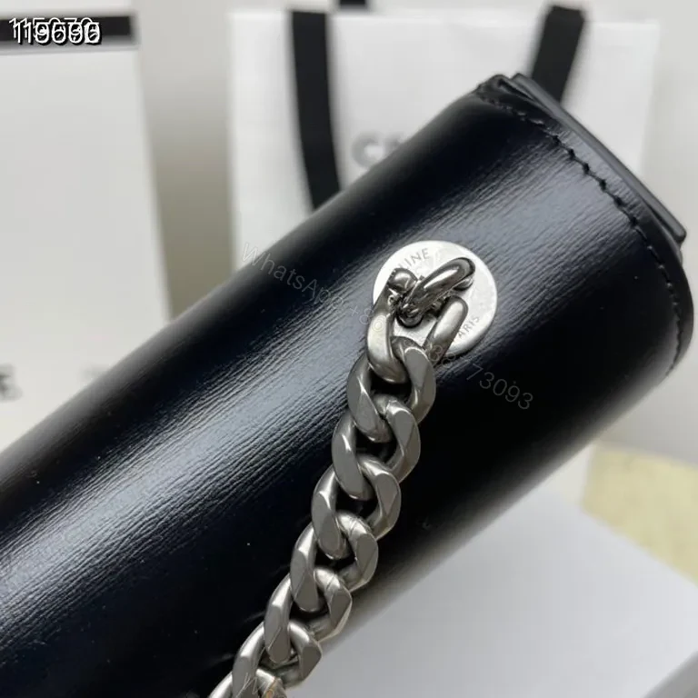 View 4 of Compact Leather Crossbody with Chain Detail
