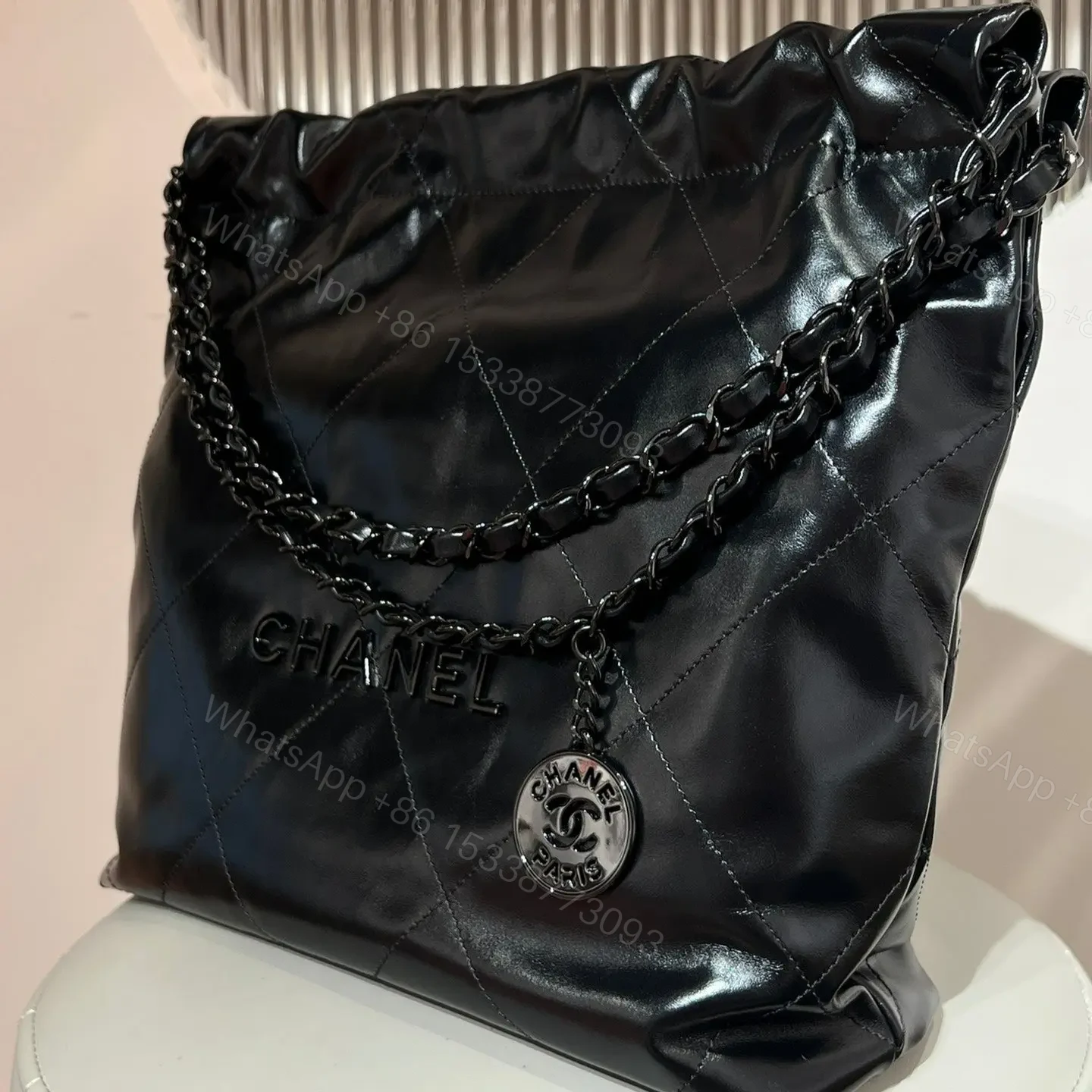 View 6 of Chanel 22 Bag Black with Black Hardware
