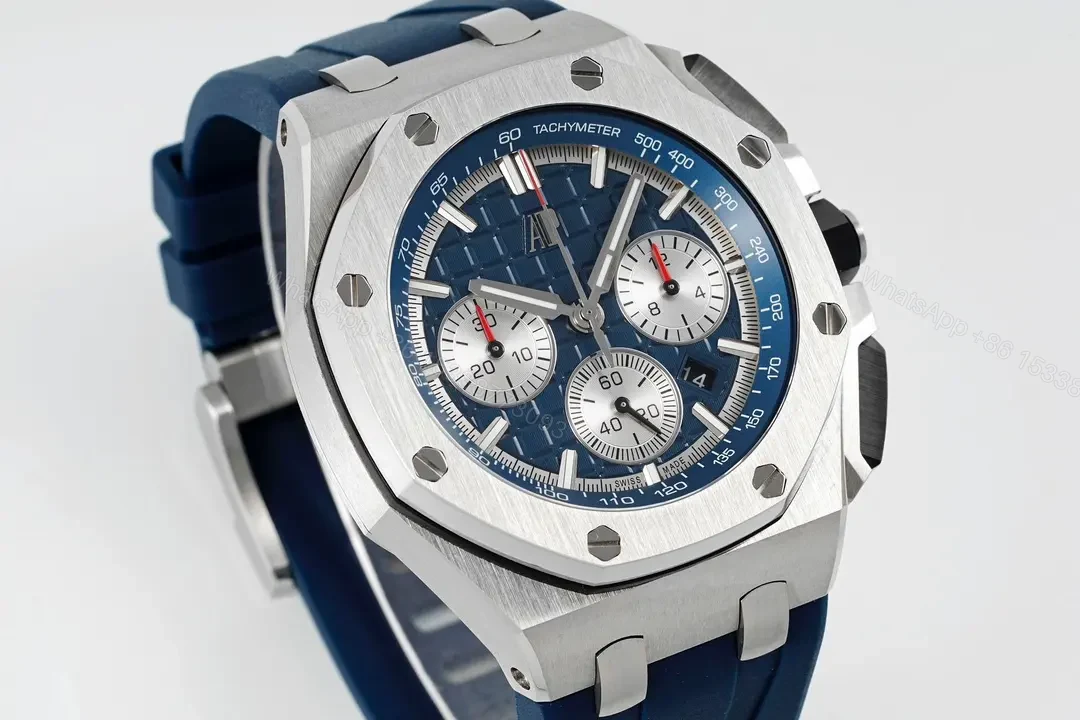 View 2 of Audemars Piguet Royal Oak Offshore Chronograph in Stainless Steel with Blue Dial and Rubber Strap