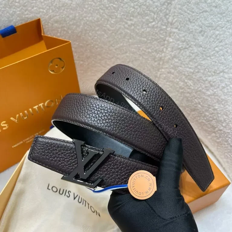View 5 of Refined LV Belt | Gold Buckle, Textured Leather, Elegant Everyday