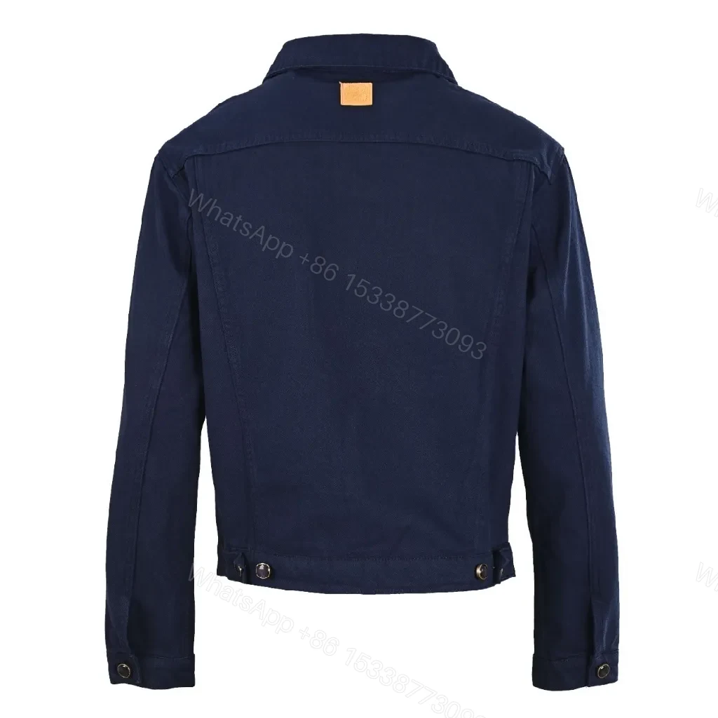 View 6 of Dark Denim Jacket with LV-Inspired Embroidered Pocket