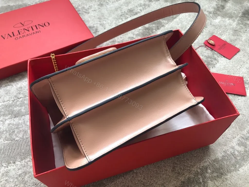 View 6 of Two-Tone Calfskin Crossbody with V Buckle Bag