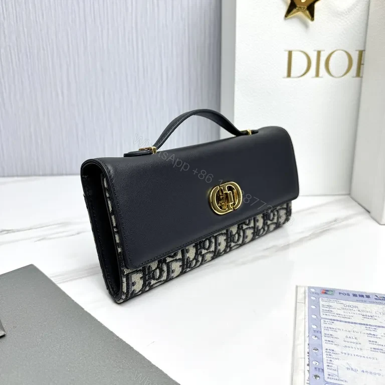 View 8 of Structured Chic Crossbody: Dior-Inspired Leather & Jacquard Bag