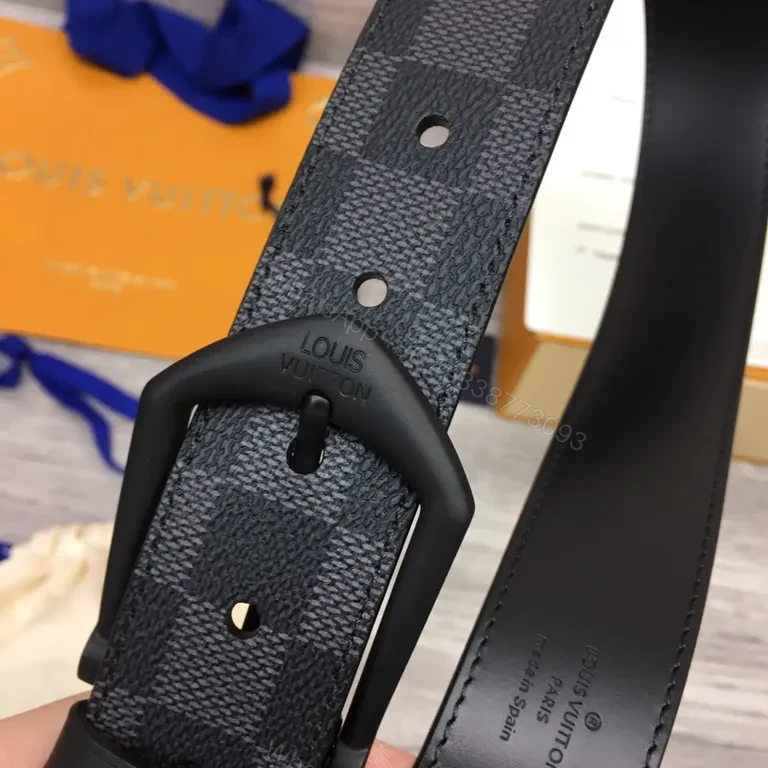View 8 of Damier Ebony Belt: Refined Luxury Matt Buckle, 3cm