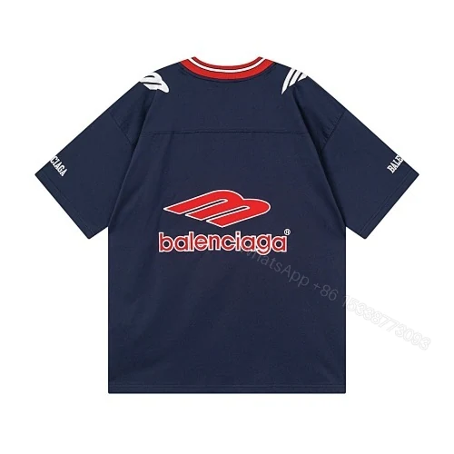 View 8 of Balenciaga Clothes 3B Silhouette Ribbed V-neck Printed T-shirt Black/Dark Blue/Gray