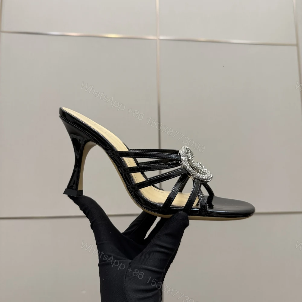 View 2 of Gucci Women Slide Sandal With Crystal Interlocking G Black