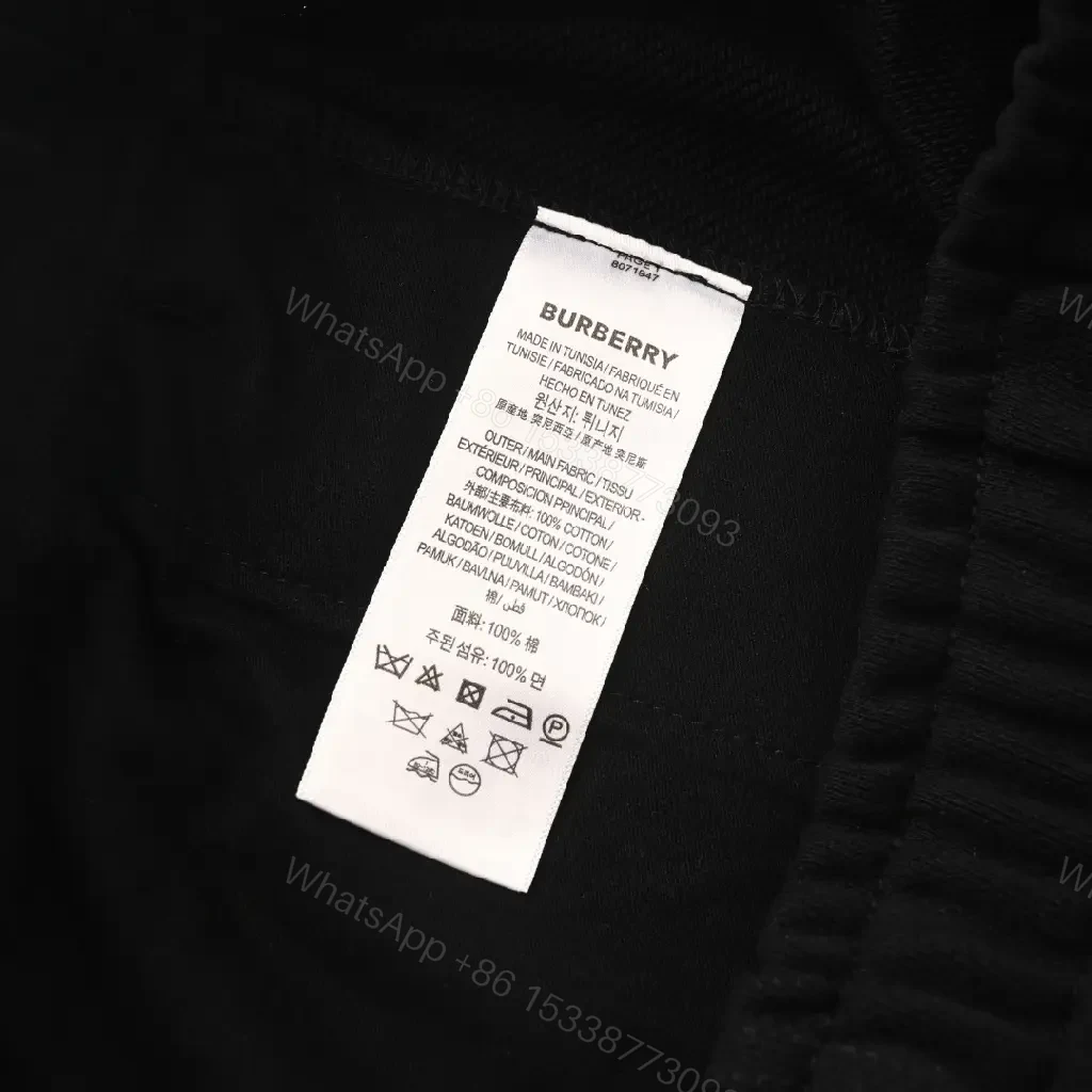 View 5 of Black Fabric Casual Short Burberry Logo Shorts