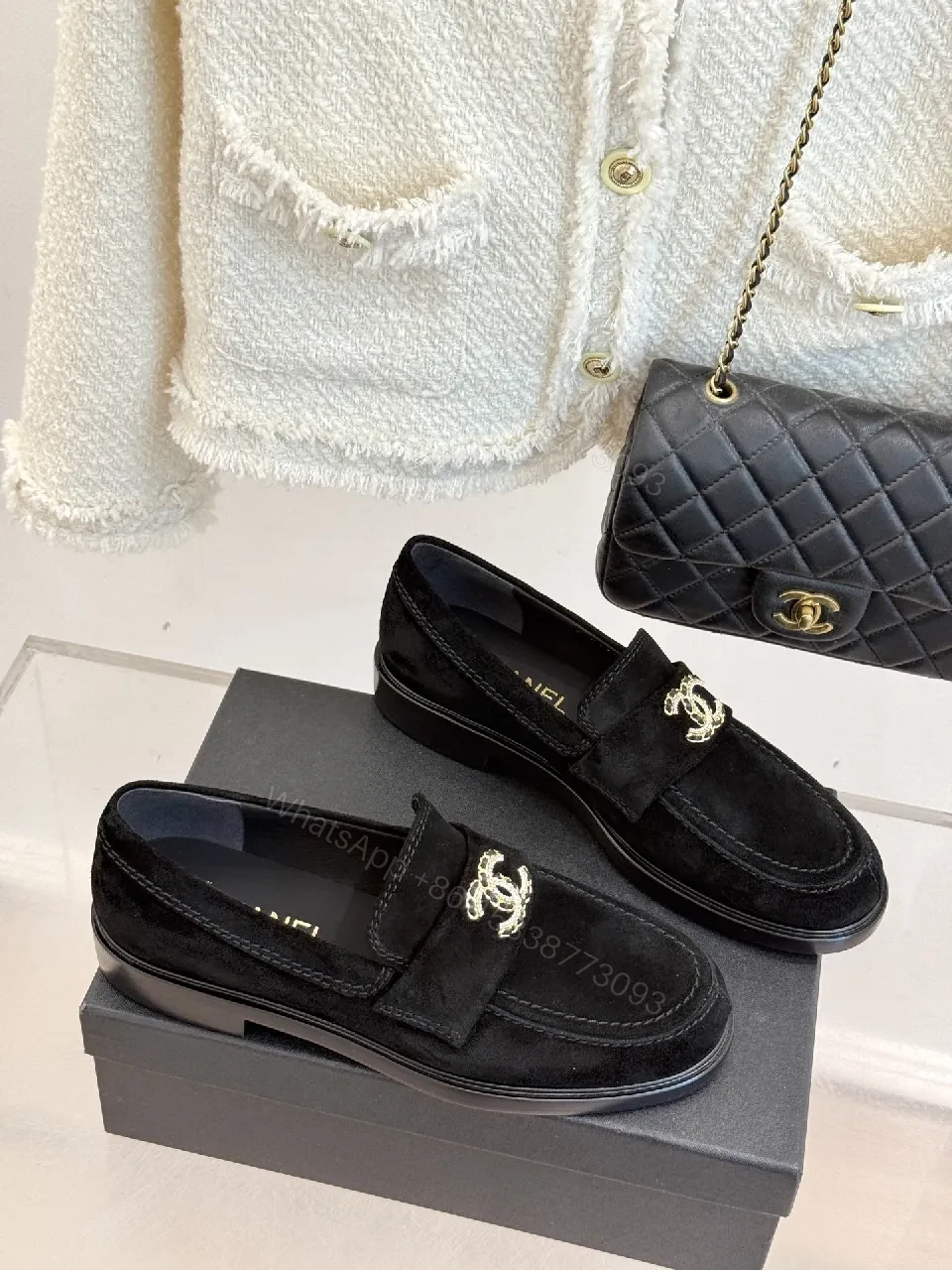 View 7 of Lux Suede Loafers with Gold Emblem – Subtle Luxury