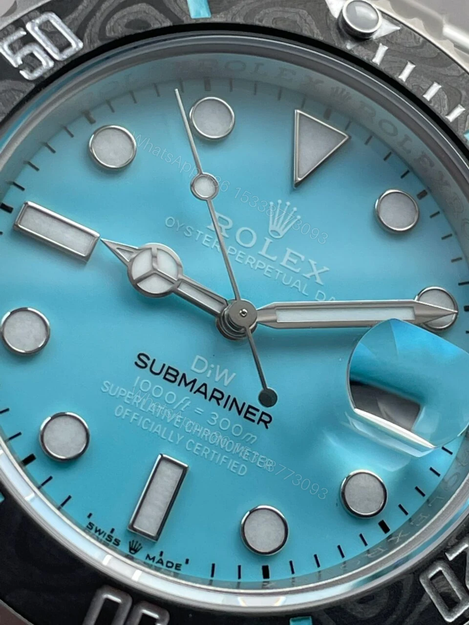 View 5 of DIWF FACTORY 1:1 Rolex Submariner Sandblasted Best Edition Carbon Bezel Tiffany Blue Dial Dial VR3135