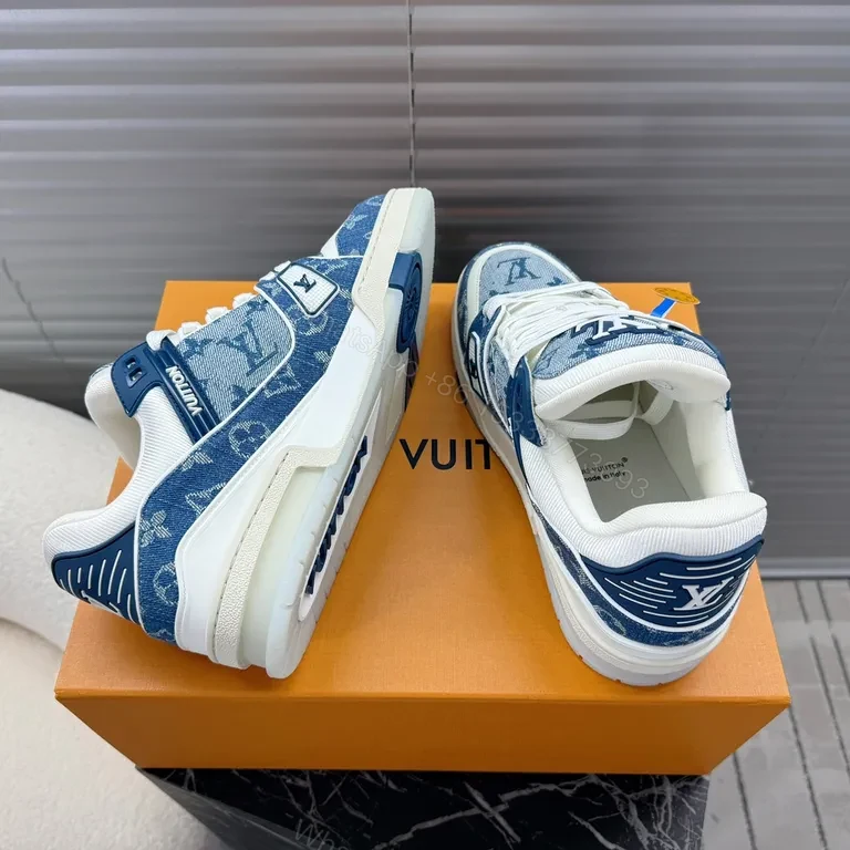 View 8 of Denim-Texture LV-Inspired High-Tops: Luxe Everyday Sneakers