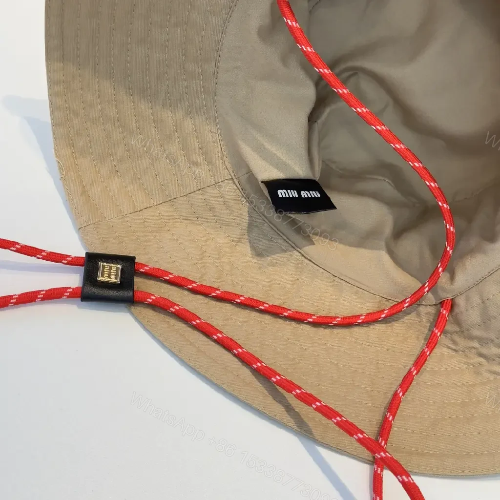 View 4 of Textured Beige Canvas Bucket Hat with Logo Detail