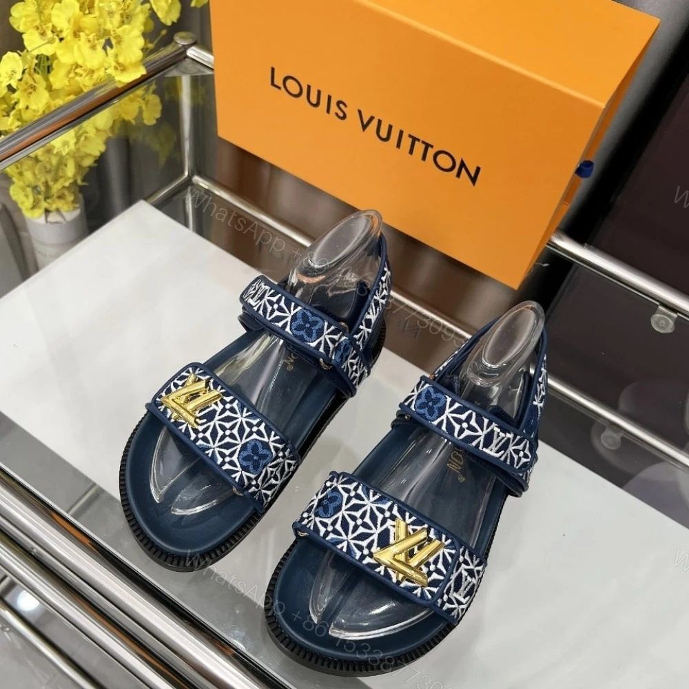 View 3 of LOUIS VUITTON LV SUNSET FLAT COMFORT SANDAL NAVY BLUE 1AHNKD