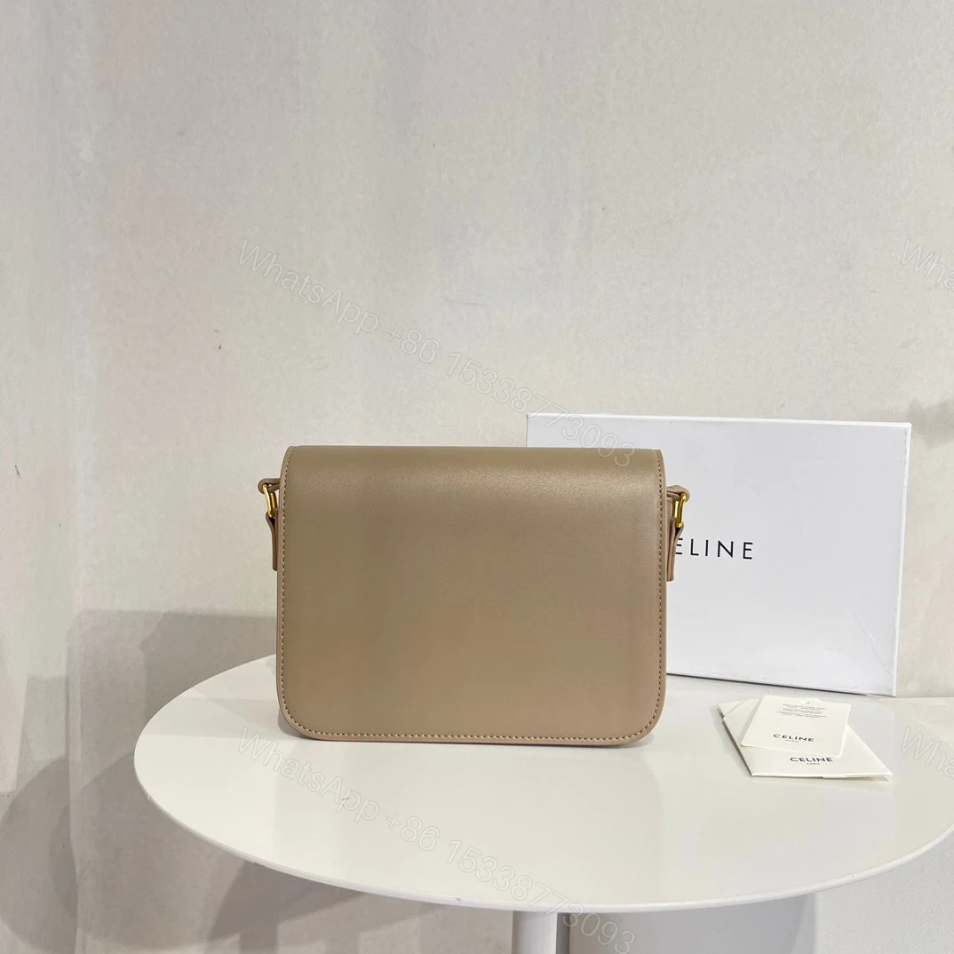 View 6 of CELINE TEEN TRIOMPHE BAG IN SHINY CALFSKIN BEIGE 18CM