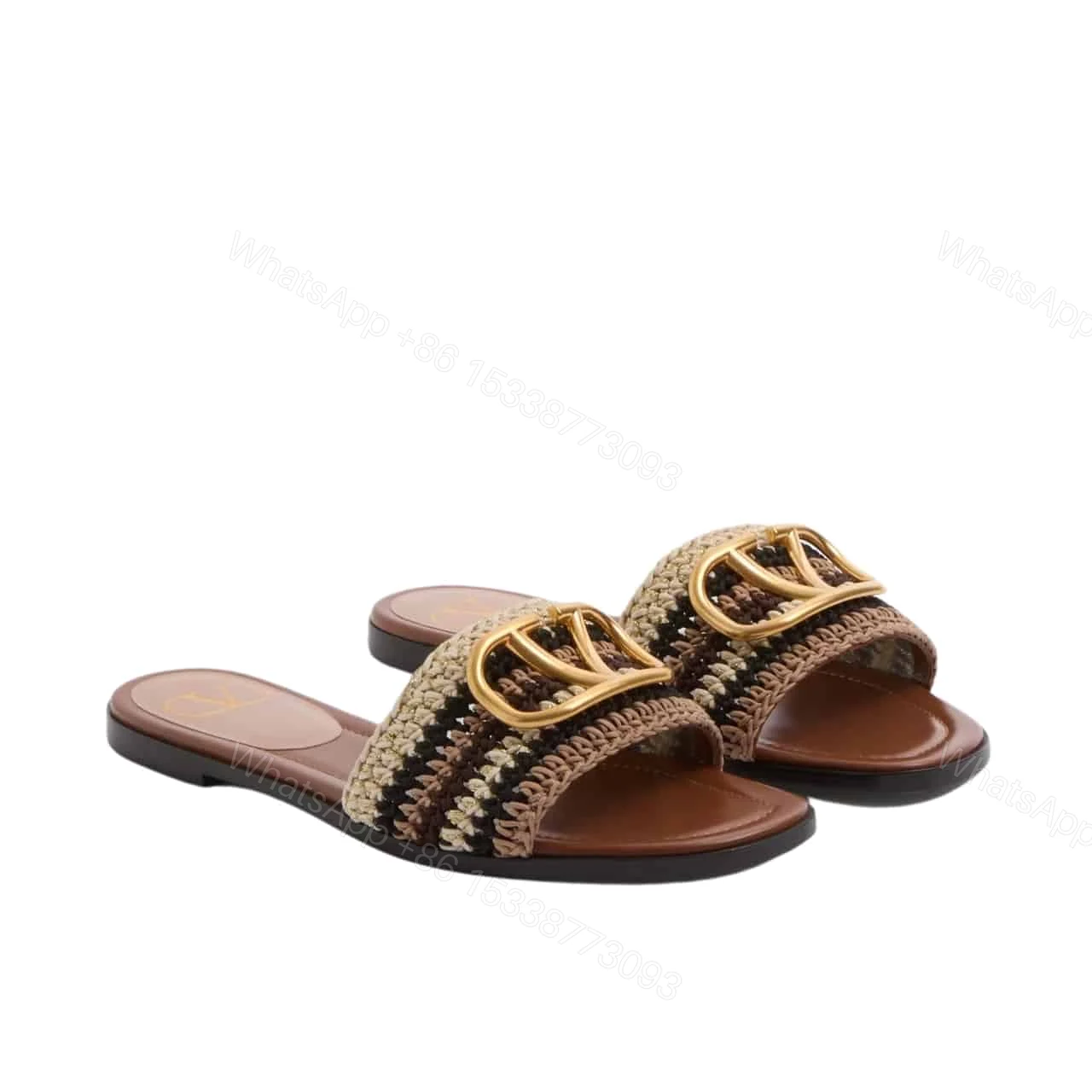 VALENTINO VLOGO SIGNATURE SLIDE SANDAL BROWN 6W2S0BD5AGX QRX — view 1