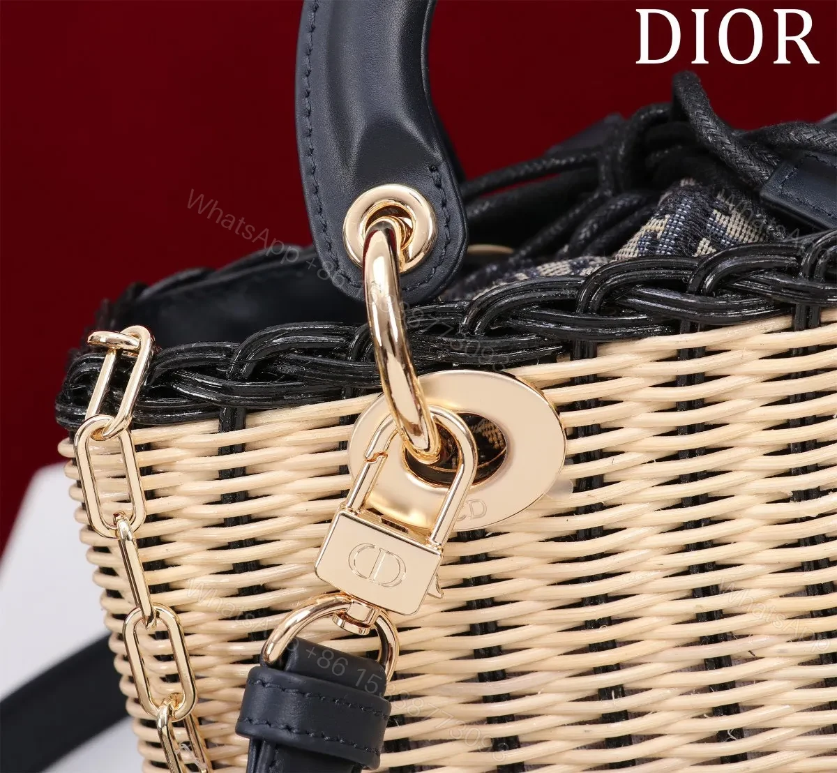 View 4 of Dior D-Joy Lady Wicker Handbag 22cm