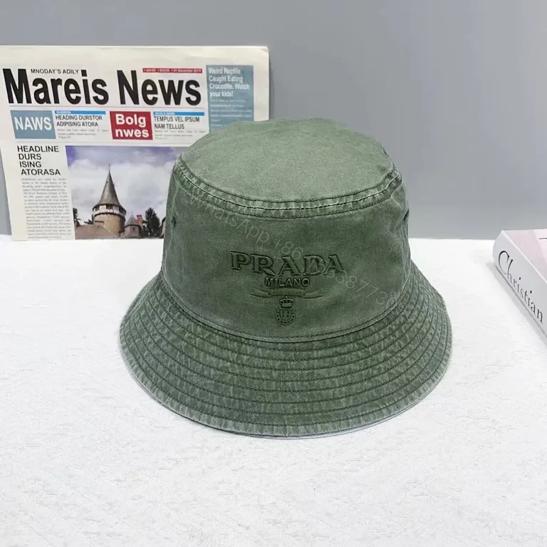 View 6 of Pink Velvet Bucket Hat with Prada Milano Logo - Everyday Luxury