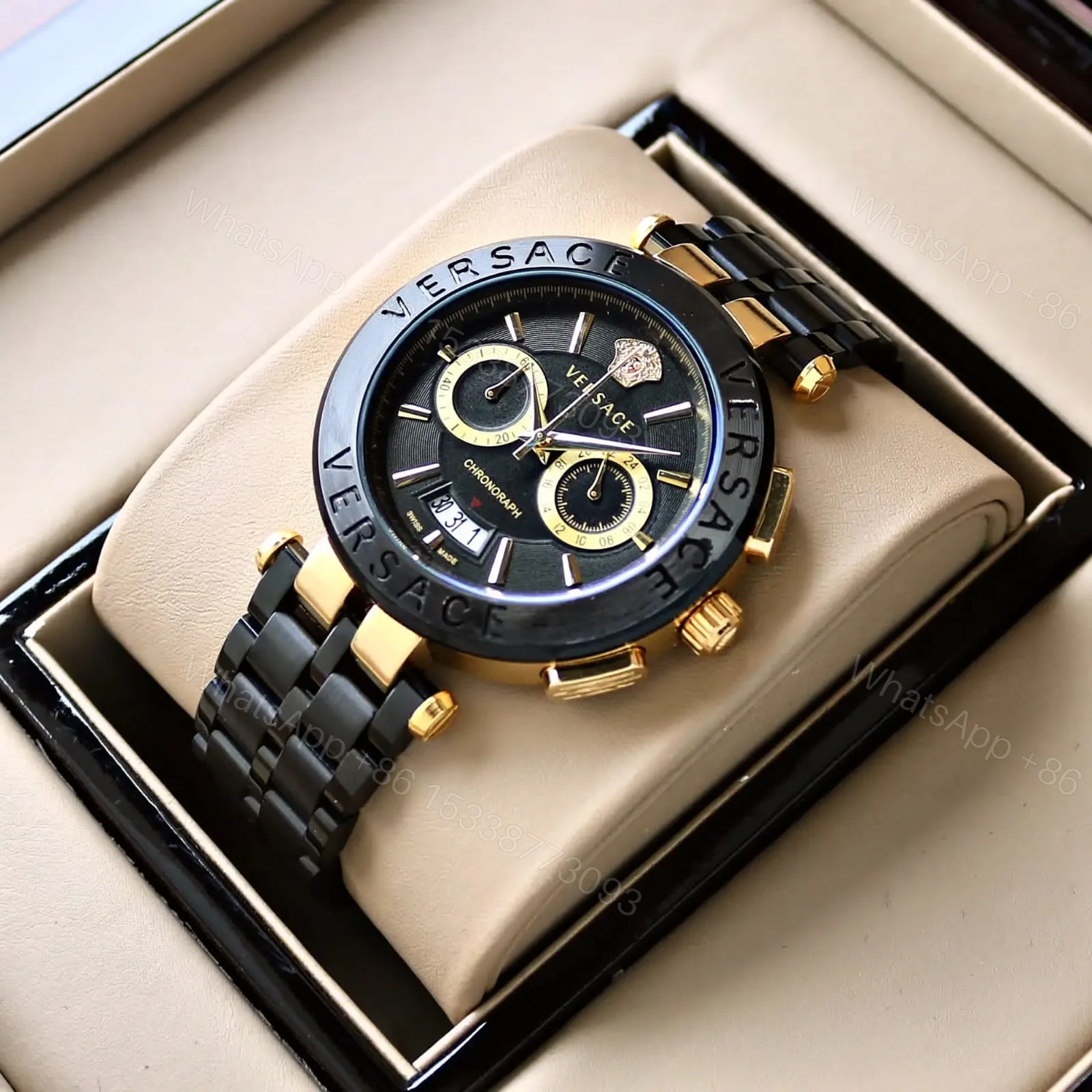 Brand: Versace For: Men Collection: Premium Collection Model: Aion Chronograph Dial Size: 45mm — view 1