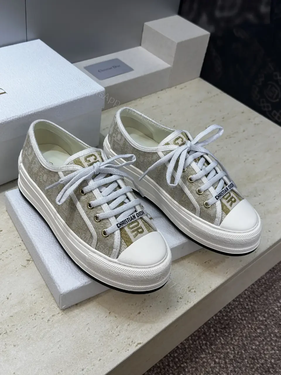 View 10 of Beige Denim Sneakers with White Toe Cap, Lightweight Forever Fashion