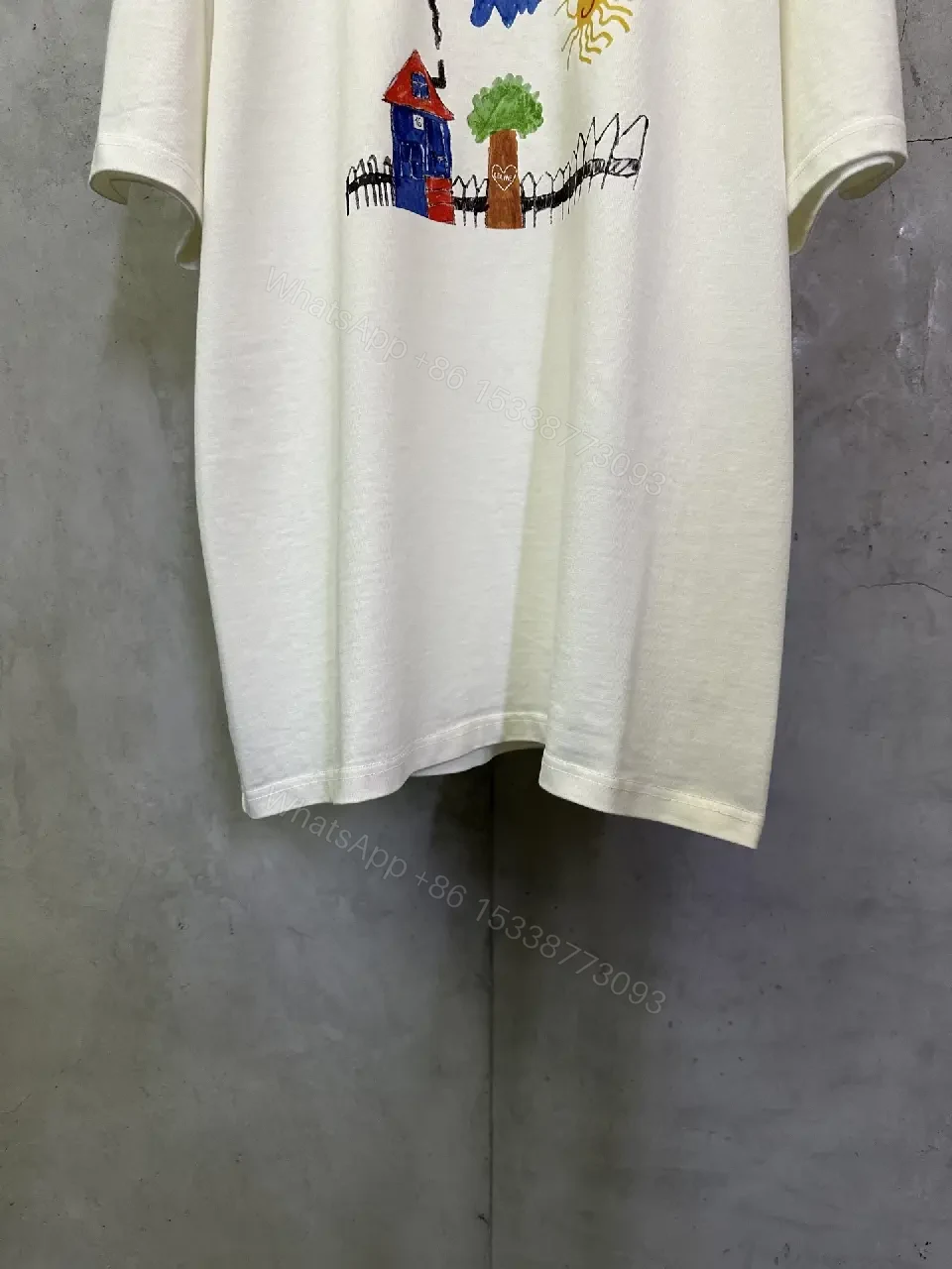 View 10 of Crisp White Cotton Tee: Hand-Drawn Graphic, Luxe Vibe
