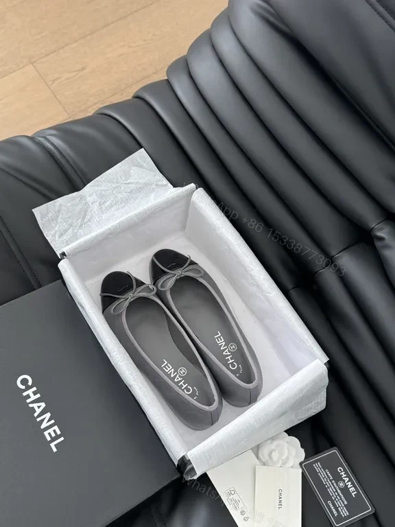 View 9 of Chic Leather Flats with Black Patent Cap Toe - Luxe Everyday Wear
