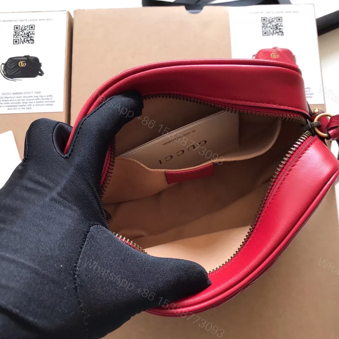 View 7 of GUCCI Calfskin Matelasse Mini GG Marmont Chain Shoulder