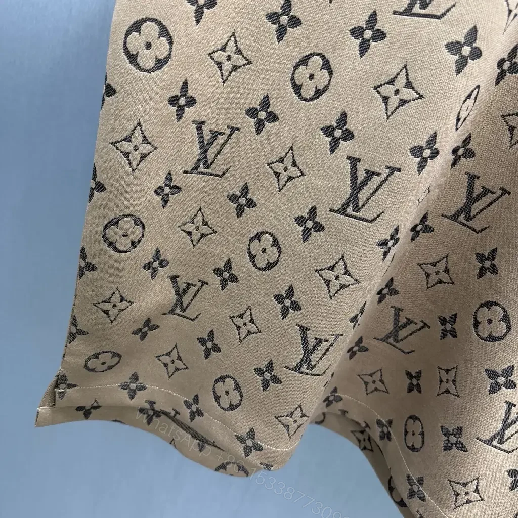 View 7 of Beige Polo: LV Monogram Knit, Classic Comfort Polo Shirt