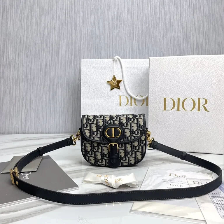 Gold Monogram Compact Saddle Bag - Dior-Style, Leather Trim, Crossbody Ready — view 1
