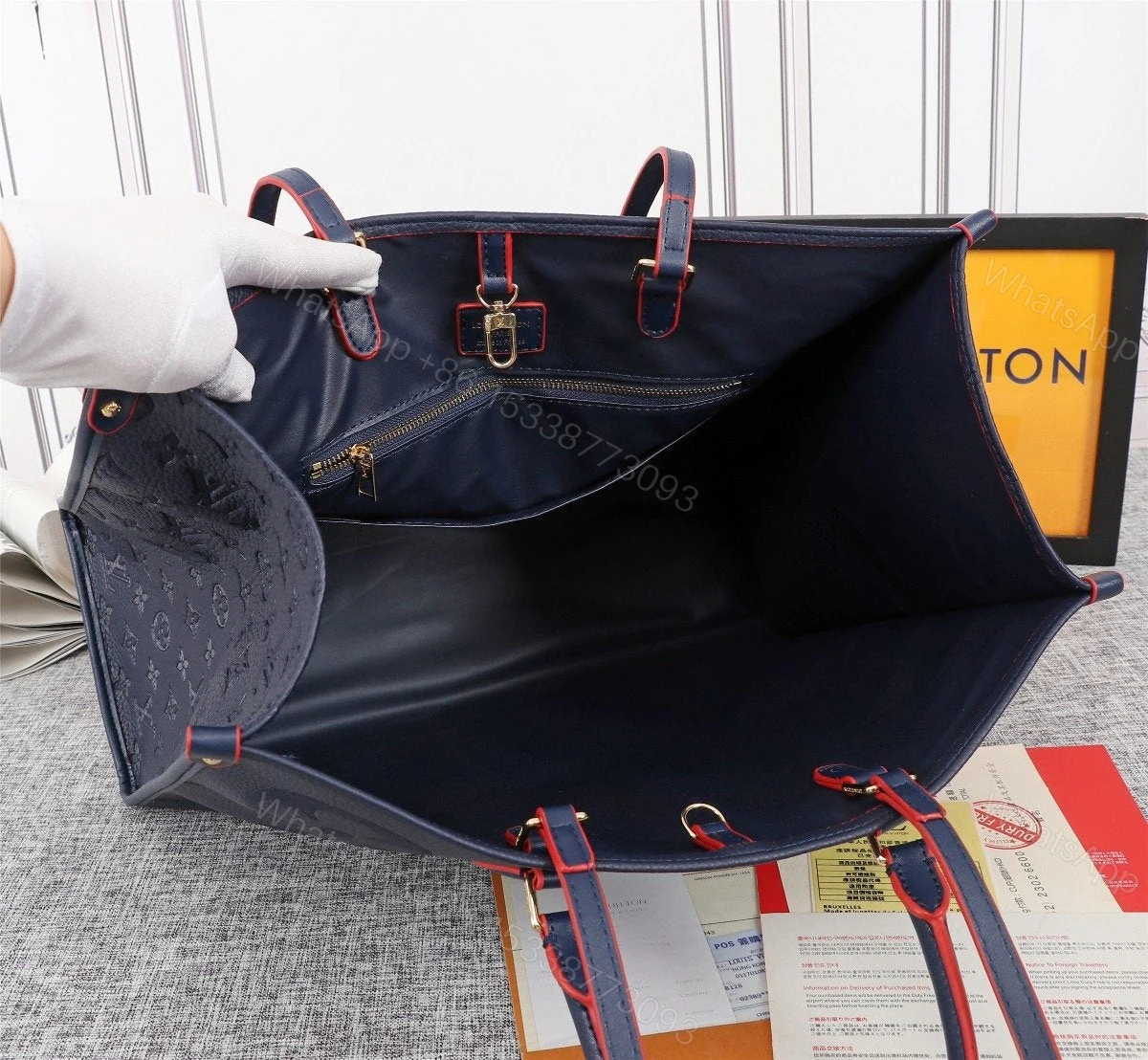 View 7 of Louis Vuitton On The Go Giant Tote Navy Blue