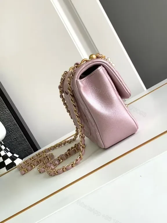 View 2 of Pastel Quilted Luxury Bag with Gold Chain â€” Mini Shoulder