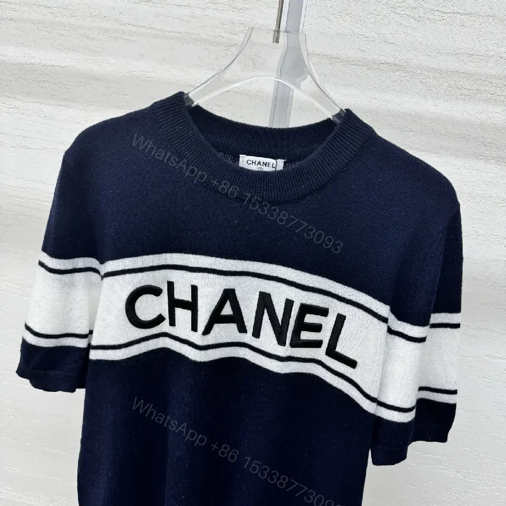 View 11 of Navy Knit Crest Band Sweater - Modern, Premium Casual