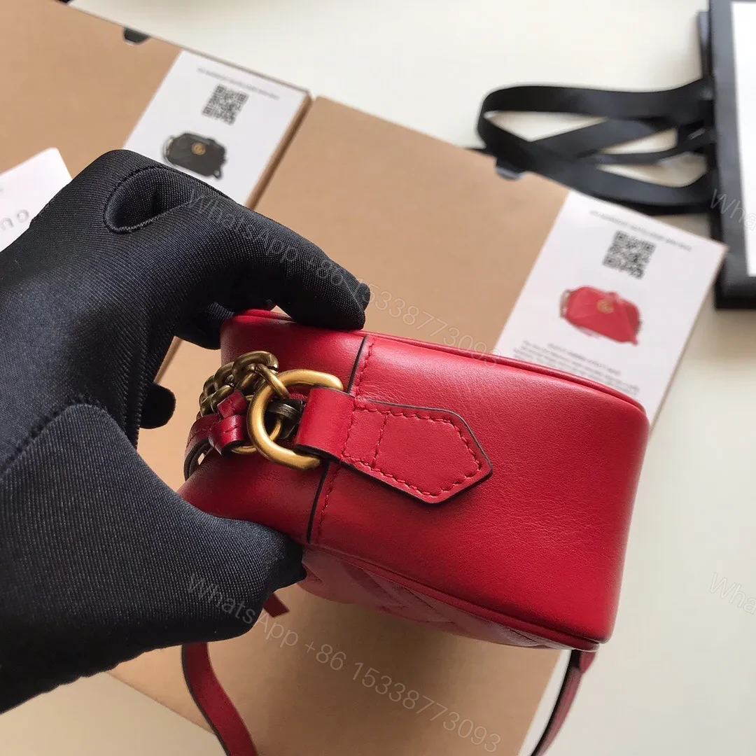 View 5 of GUCCI Calfskin Matelasse Mini GG Marmont Chain Shoulder