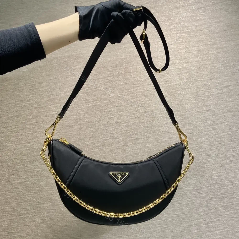 View 10 of 高仿Prada*RE-Nylon系列1BH222單肩半月包黑色免檢版