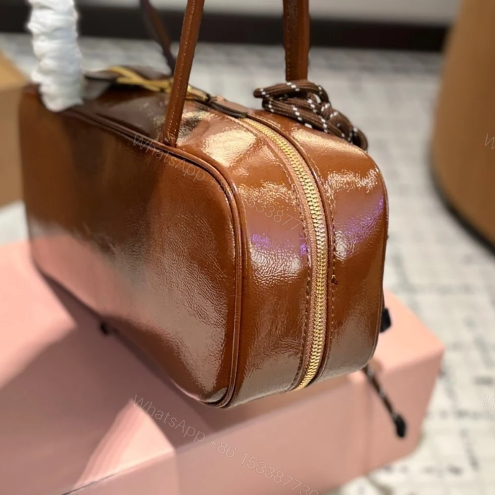 View 4 of MIUMIU BEAU NAPLAK PATENT BAG PALISANDER 28CM