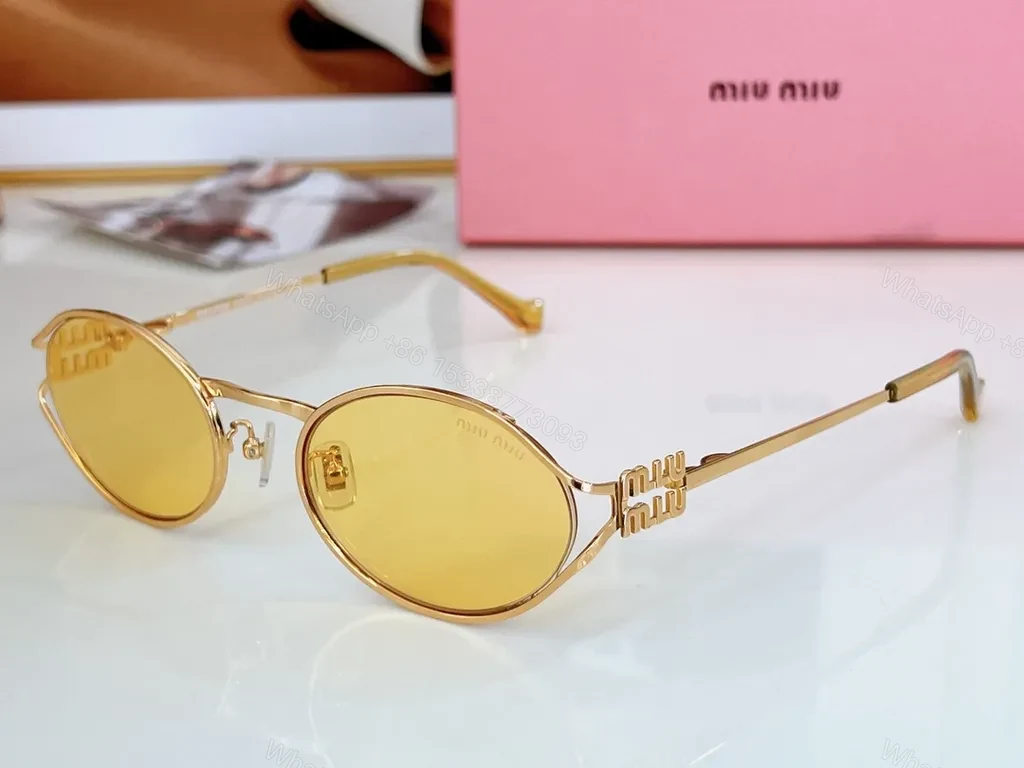 View 7 of Gold Tone Miu Miu Round Sunglasses â€“ Luxe Everyday