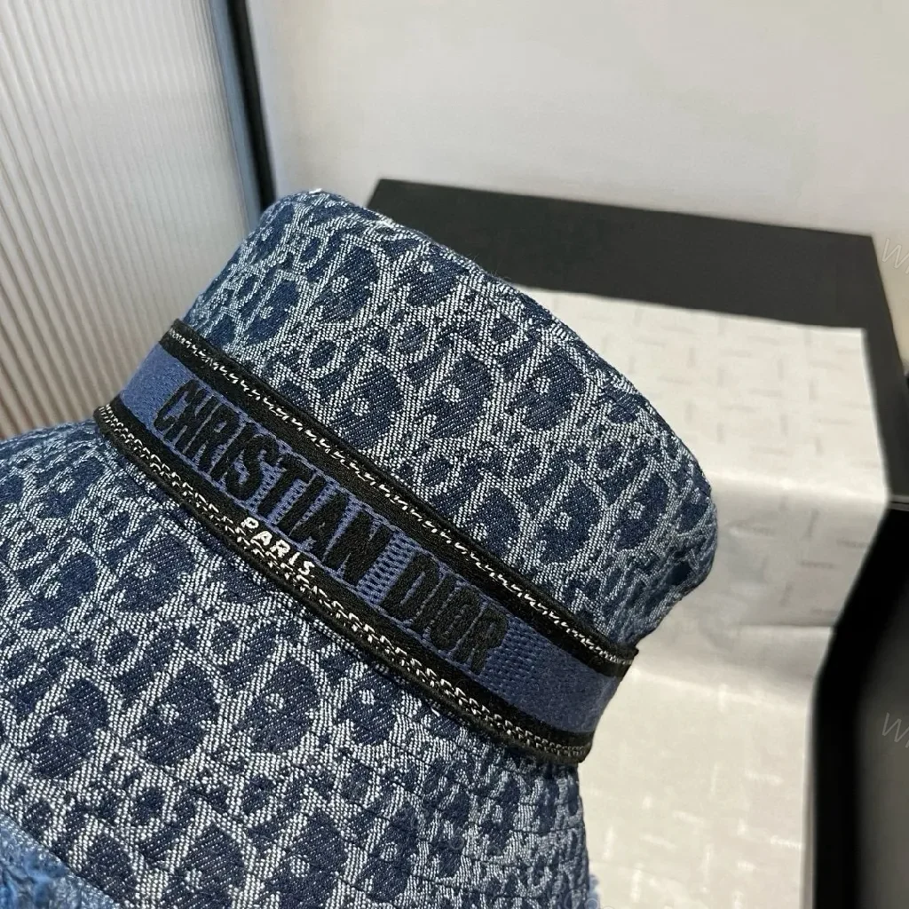 View 8 of Denim Textured Bucket Hat with Branding Band, Stylish, Unisex
