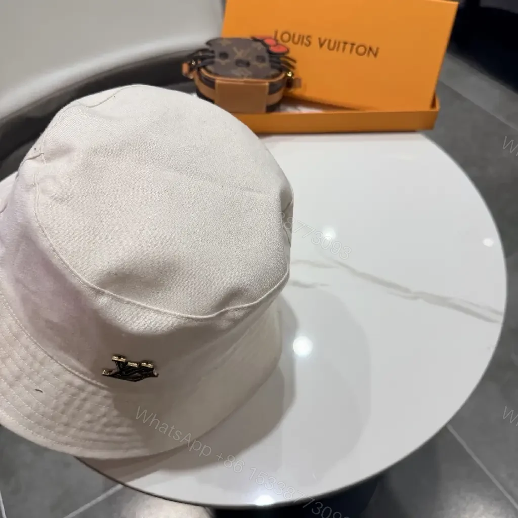 View 4 of Soft-Tone Beige Cotton Hat with Signature Accent