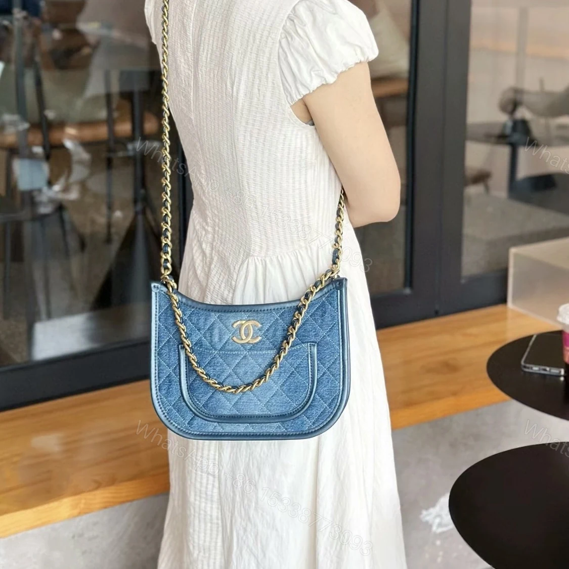 View 26 of 高仿Chanel*24S系列AS4532水洗丹寧Hobo包中號免檢版