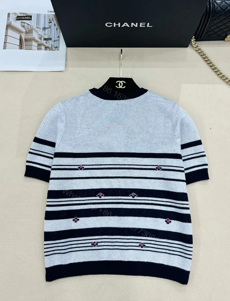 View 3 of Navy Stripe Knit: Modern Luxe Casual Crewneck Sweater
