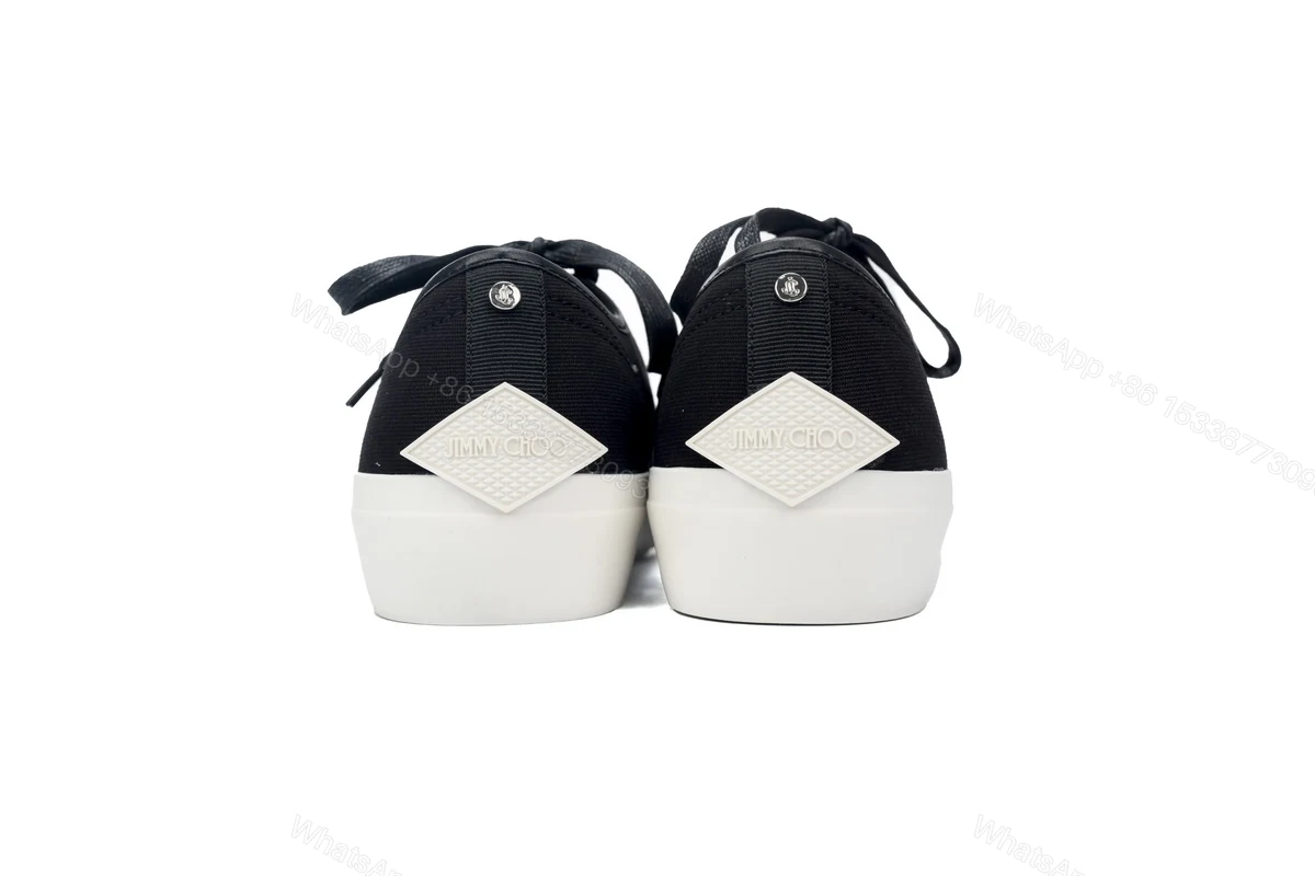 View 2 of Jimmy Choo Palma Maxi Black and Latte Canvas Platform Trainers PALMAMAXIFCYE013921
